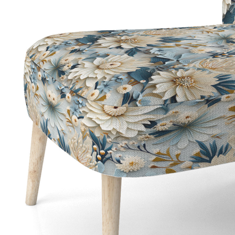 Dahlia motif floral et faune - Chaise d'appoint rembourrée de style campagnard, chaise d'appoint rustique à motif floral