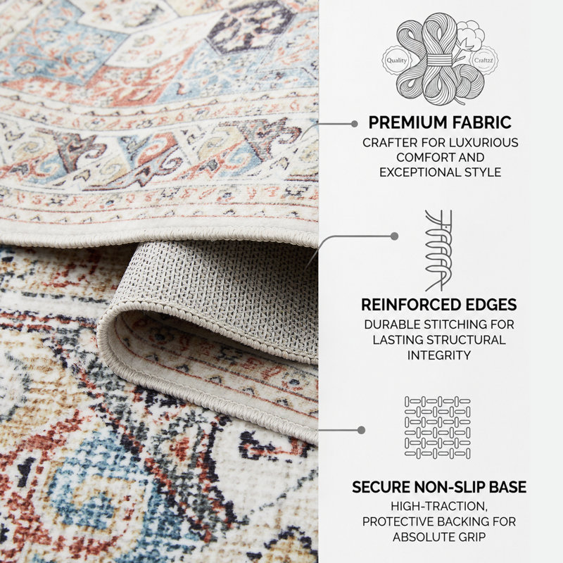 Arvada Rectangle Vintage Look Shaggy Indoor / Outdoor Washable Area Rug, Rectangle 120 x 170 cm