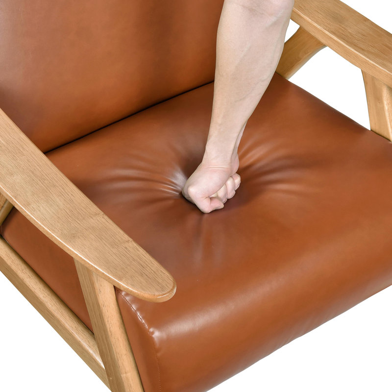Fauteuil avec cadre en bois, Naturel, Brun