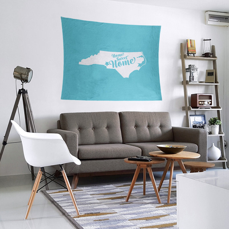 Tapisserie Home Sweet Charlotte, H 27,5 po x l 37,5 po, Bleu sarcelle