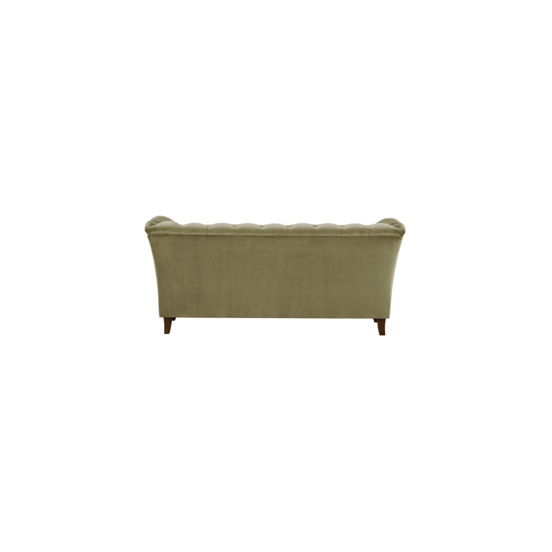 Cassie 2 Seater Velvet Sofa, Dark Oak, Beige