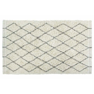 Bohemian Classics Hand Tufted Wool Moroccan Area Rug in Cream/Black