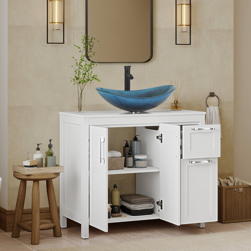 36" Free-Standing Modern Single Bathroom Vanity With Sink, White