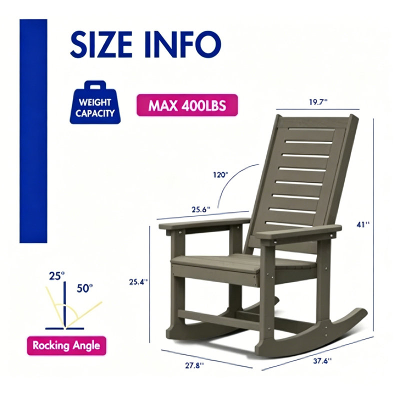Hdpe Outdoor Rocking Chair (set Of 4), Wood