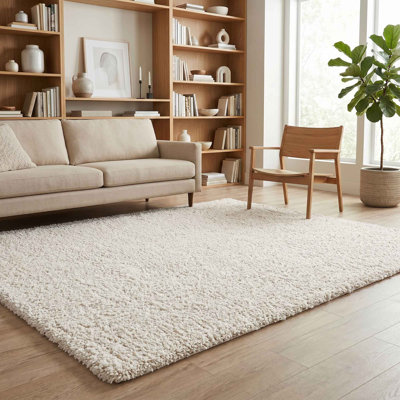 Ainsley Plain Living Room Shaggy Area Rug Modern Soft Pile Polyester Rug