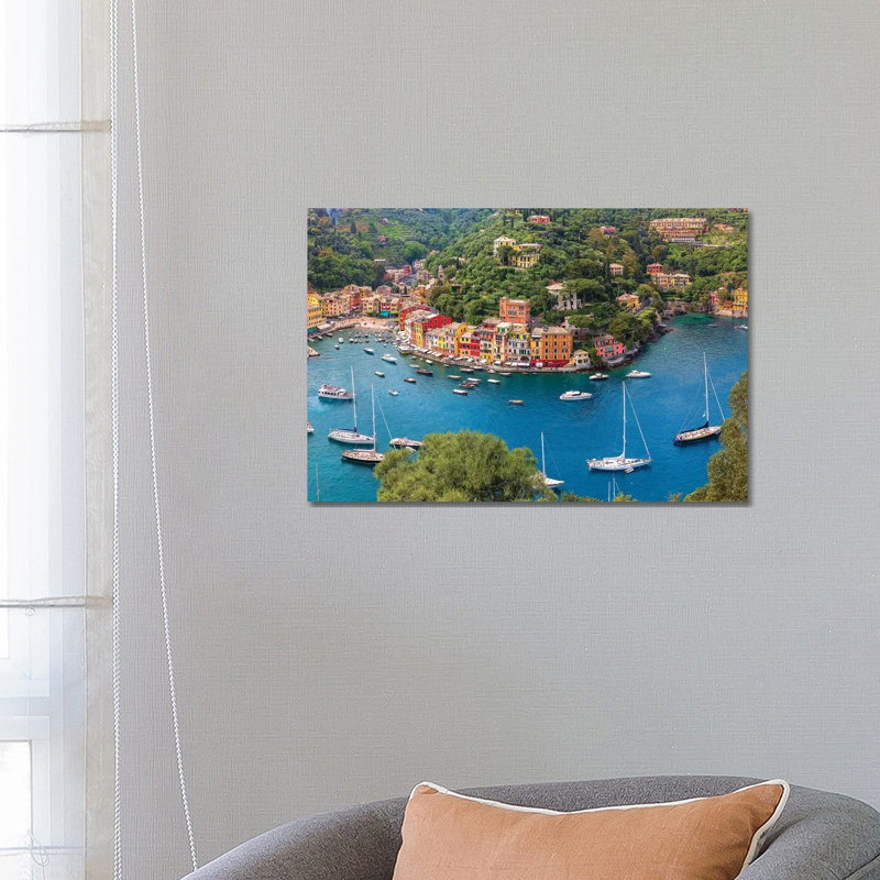 Italy, Liguria, Portofino. Aerial View Of Town And Harbor. by Jaynes Gallery - Wrapped Canvas Gallery-Wrapped Canvas Giclée