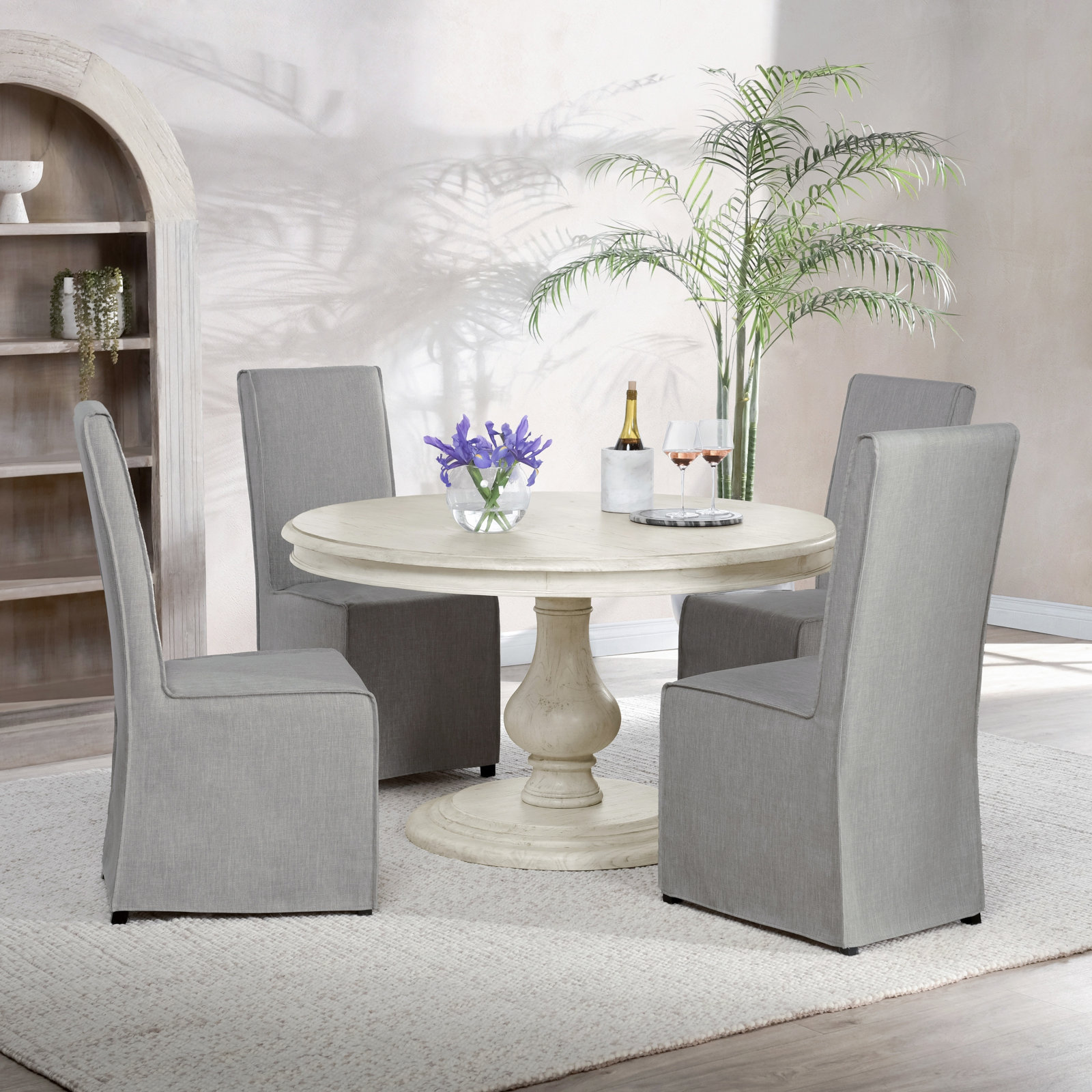 Albia 54" Pine Dining Table, Vintage White