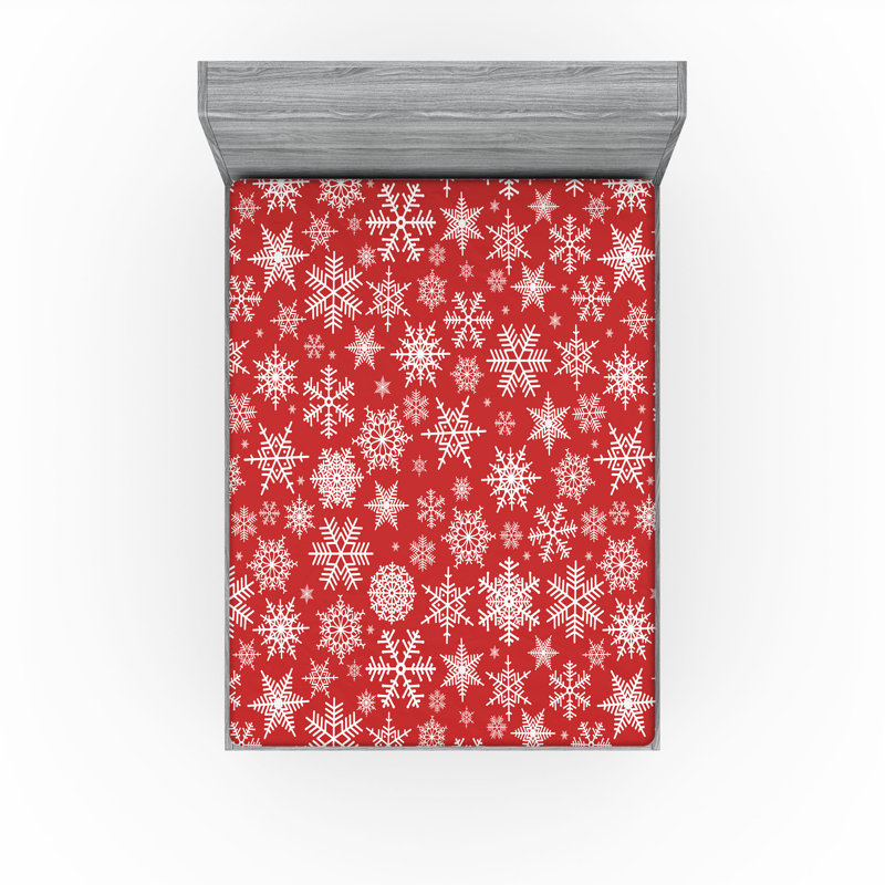Drap-housse Ambesonne, paquet de 2, Blanc / floral vermillon, Drap-housse grand