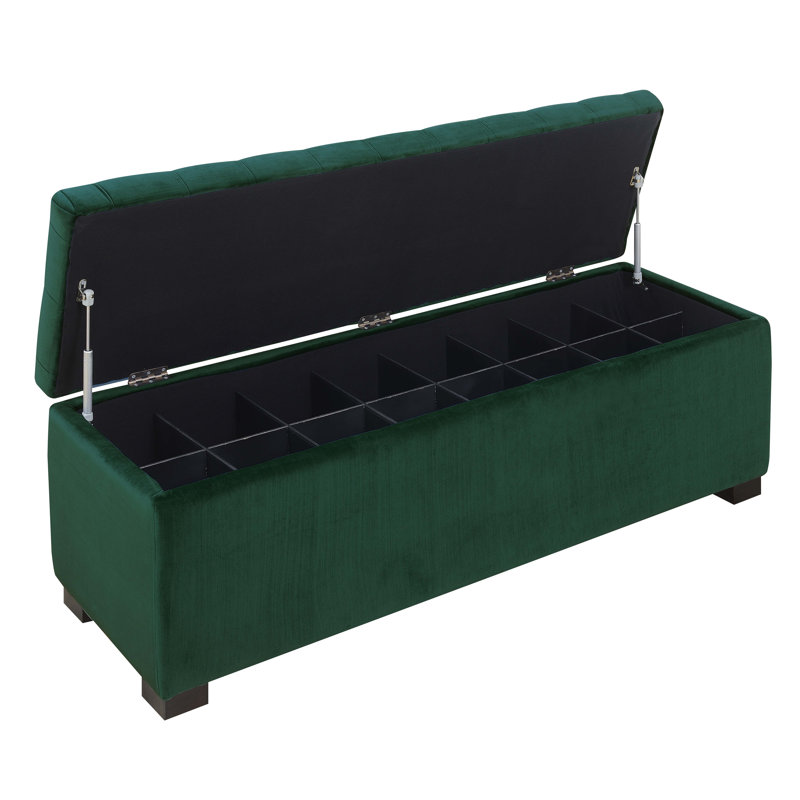 Kranz Polyester Blend Upholstered Storage Bench, Teal Basketweave