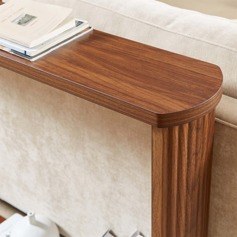 Modern Corrugated Texture Storage Table For Entranceways – Elegant Narrow Wooden Console Sofa Table For Hallways And Front Doors