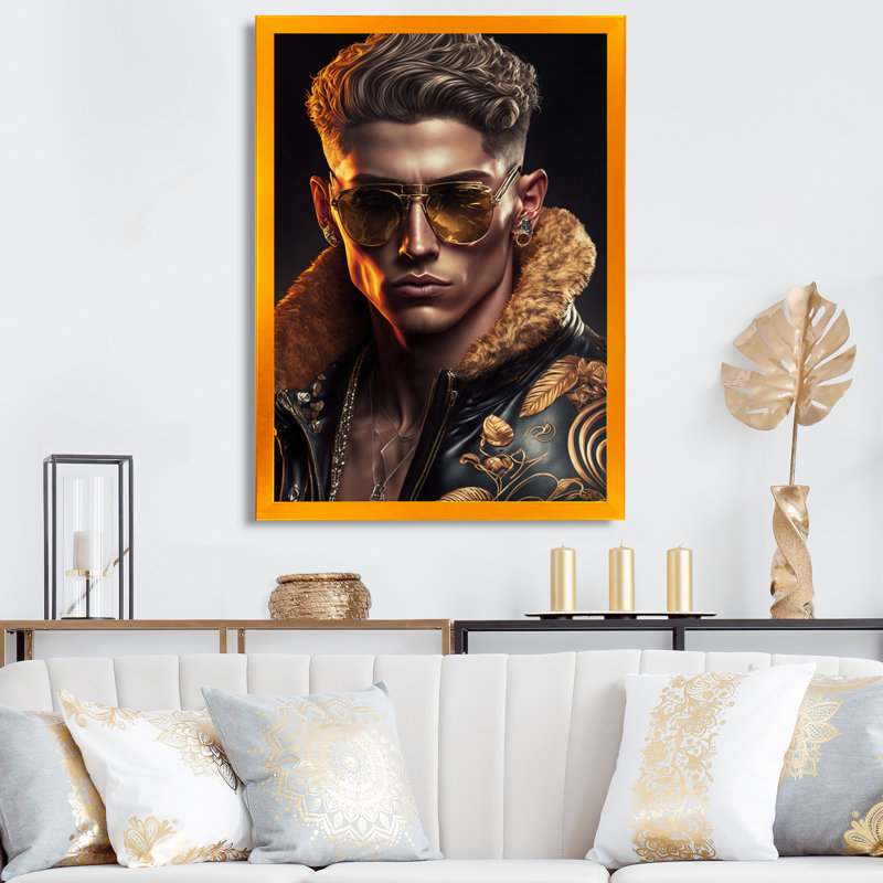 «Fashion Muscular Man with Sun Glasses I», reproduction sur toile, H 44 po x l 34 po x P 1,5 po
