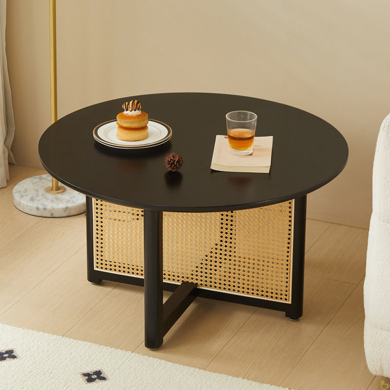 Amon Coffee Table,coffe table,living room table, 16.54" H x 33.46" L x 33.46" W, Black