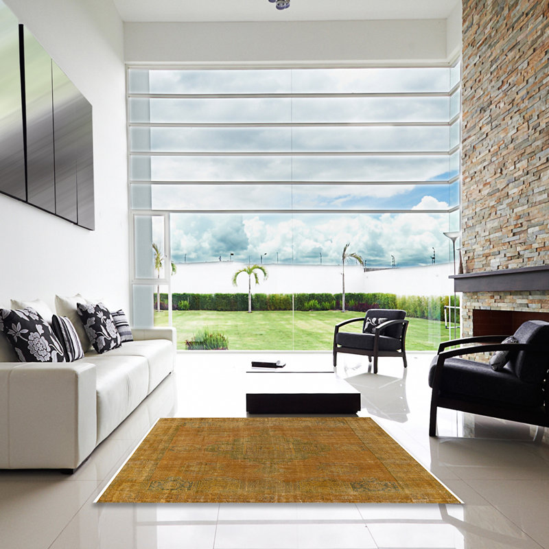 Tapis 100% moderne de style Mid-Century 2236 lavable à la machine, Carré 5 pi