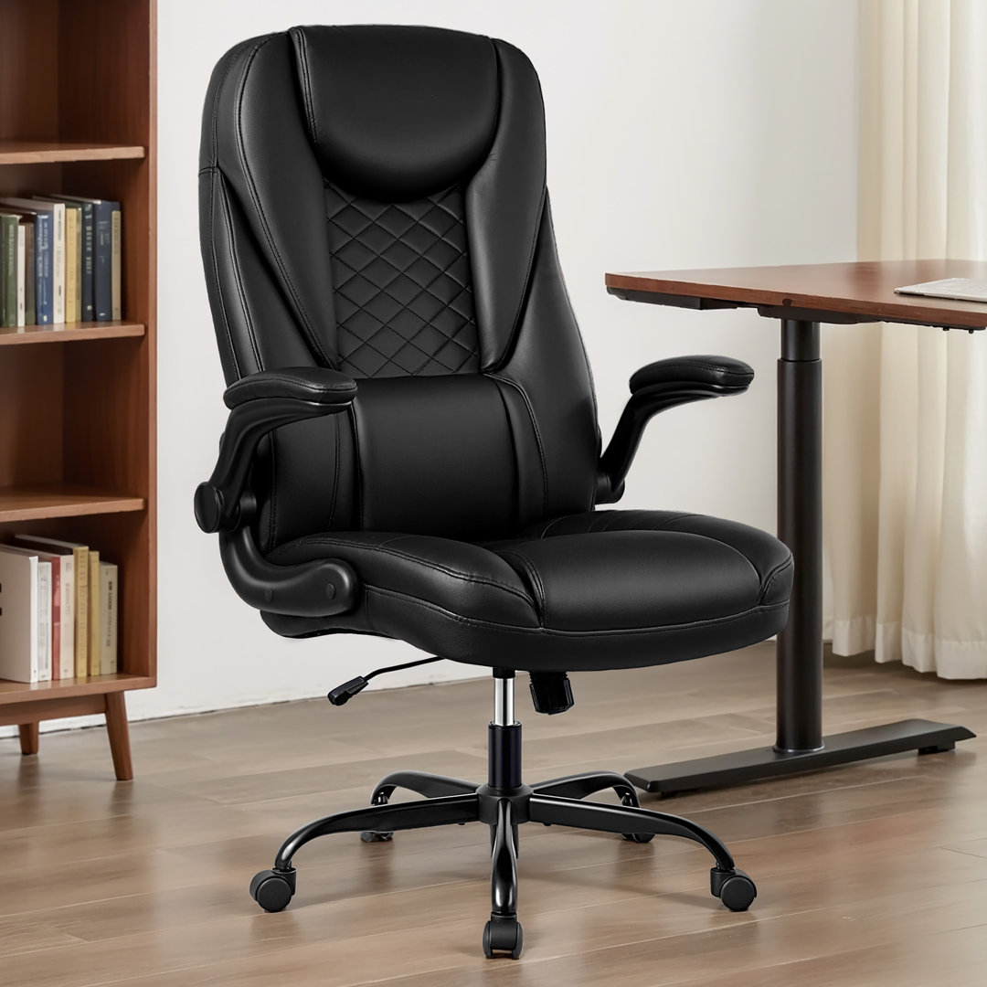 Joulon Ergonomic Executive Chair with Headrest and Padded Arms Red Barrel Studio® Upholstery 