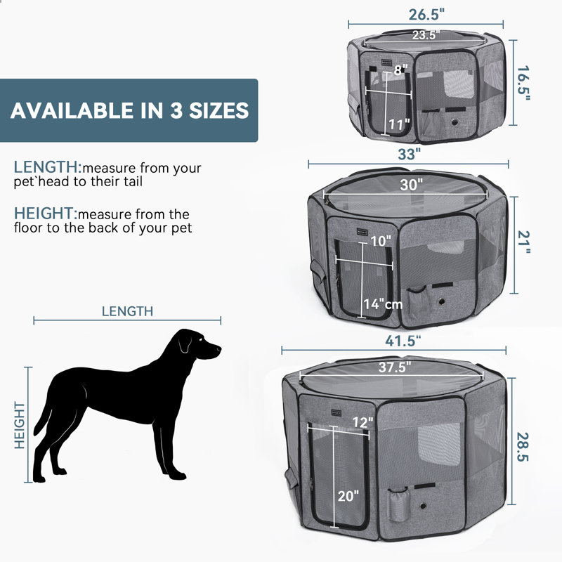 Caisse pour animaux amovible, Moyen (H 21 po x l 33 po x P 33 po), Noir / gris