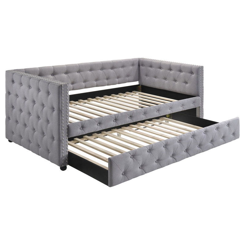 Cross Creek Grey Upholstered  Daybed With Trundle