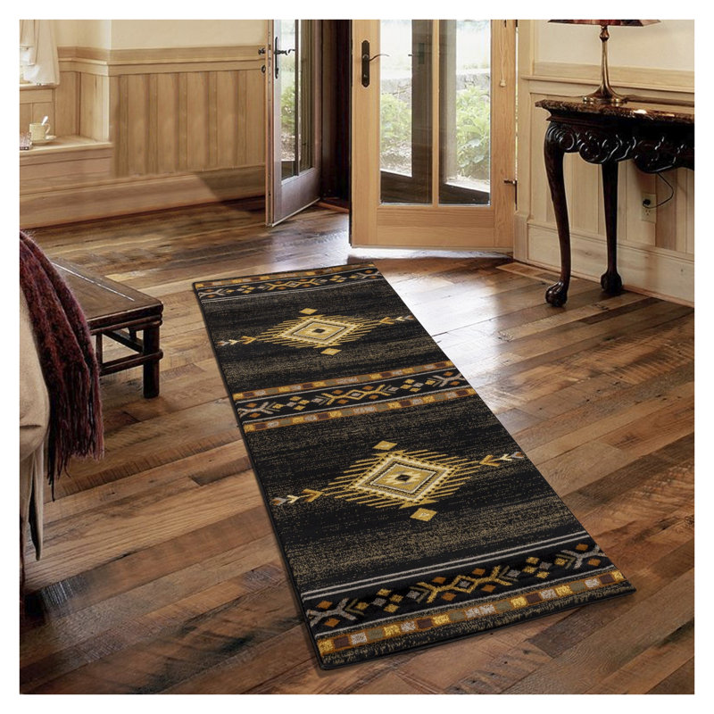 Tribes Southwest Area Rug - Black 2' x 3' Stain Resistant Polypropylene Rug with Traditional Modern Design, Rectangle 2' x 3'