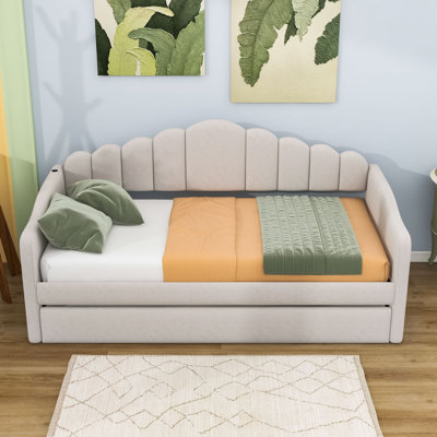 Upholstered Twin Daybed with Twin Trundle and USB Ports