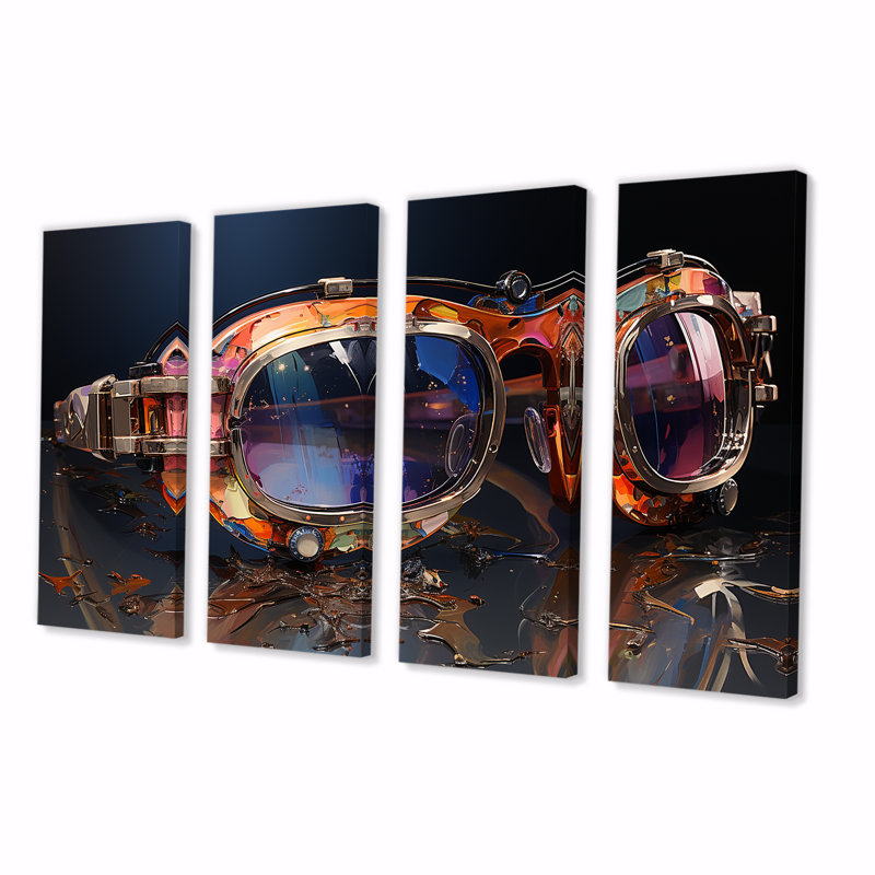 Futuriste élégance lunettes de soleil I - art mural 4 pièces, H 28 po x l 48 po
