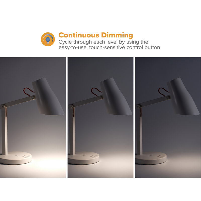  Lampe de bureau à DEL de bureau, chargement sans fil Qi, à intensité variable, température de couleur réglable, sans scintillement, charge rapide, blanc