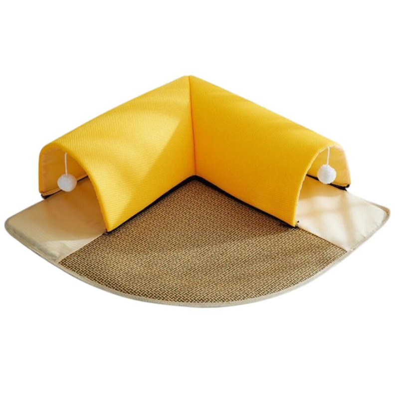Tunnel de jeu d'intérieur pour chat pour chatons lapin, 19.69" L x 19.69" W, Yellow