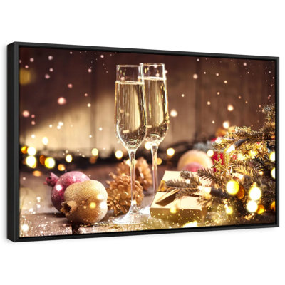 Champagne pour Noël, reproduction sur toile