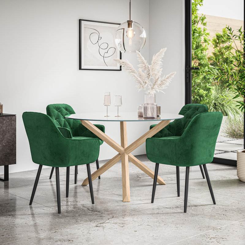 Adriunna 4 - Person Dining Set, Oak/Green