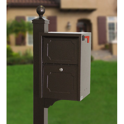 DVault Jr. Steel Post Mounted Mailbox with Newspaper Compartment