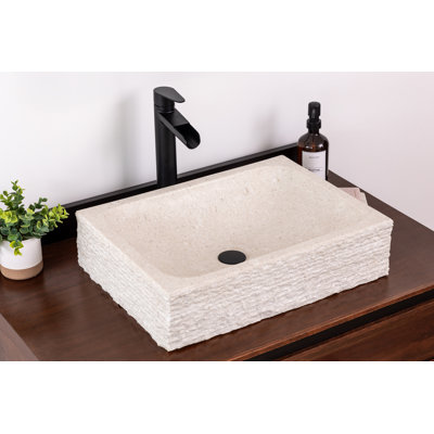 Lavabo de salle de bain vasque rectangulaire en pierre rustique