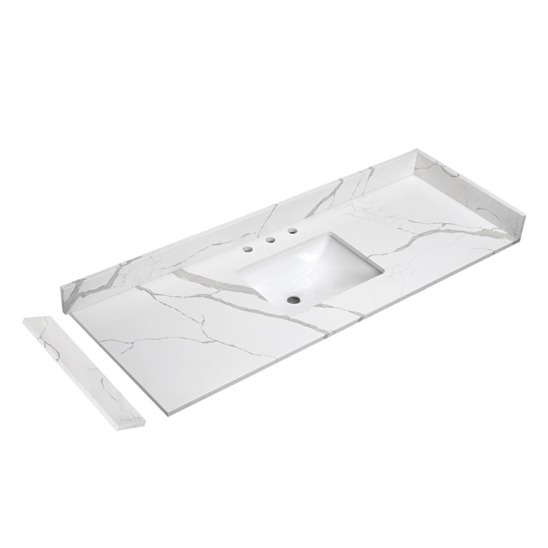 60" Quartz Single Bathroom Vanity Top with Sink（No Cabinet)