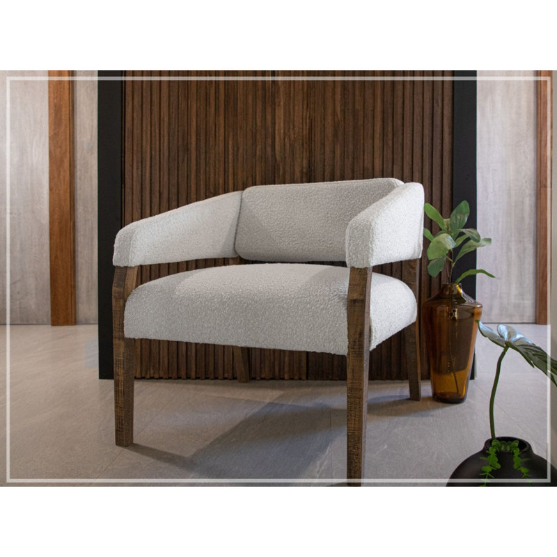 Fauteuil demi-tonneau Barnes, Tissu beige 161