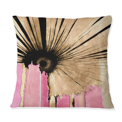 Pink Gerbera Flower On Abstract Fusion I - Gerbera Printed Throw Pillow
