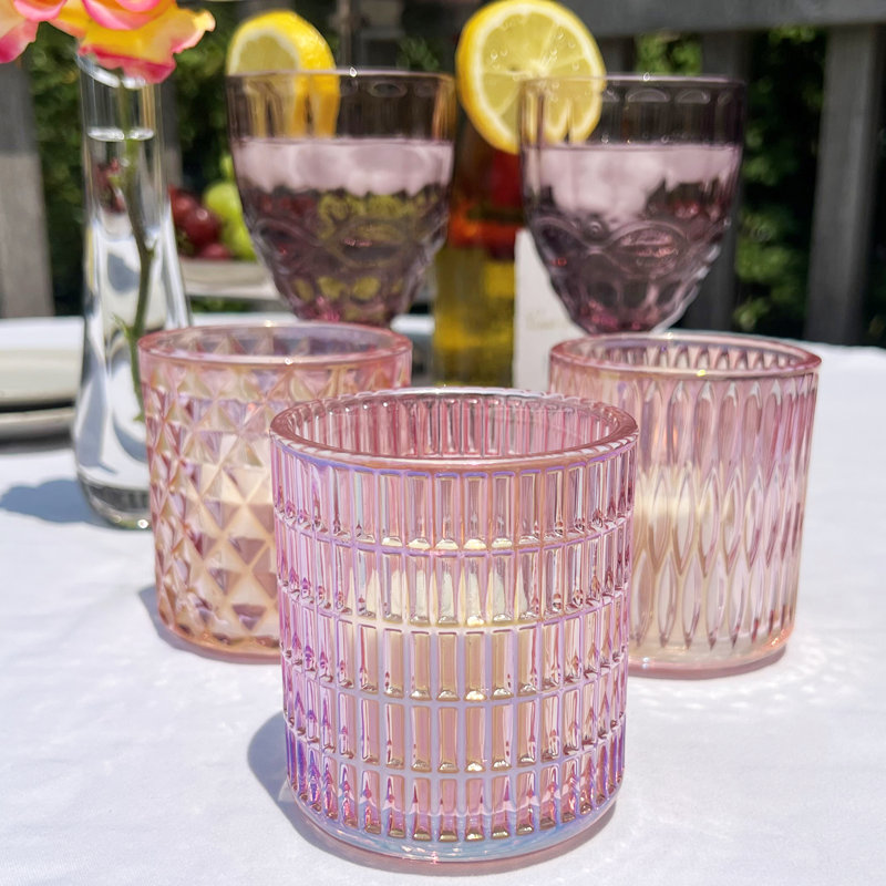 3 Piece Pink Beach Chic Hurricane Candle Holders