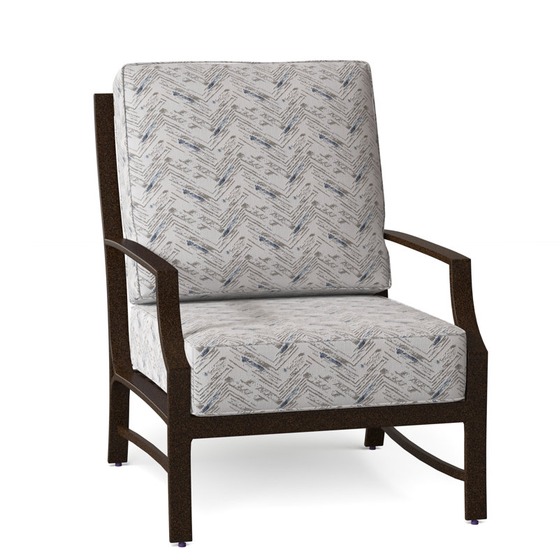 Seal Cove Outdoor Lounge Chair, Spectrum Denim Sunbrella® Plainweave, Chestnut Brown