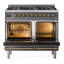 ILVE UPD406NMP Nostalgie II 40 inch Dual Fuel Range with 6 Total Black Brass Burners (Limited Edition)-458233633-458233634
