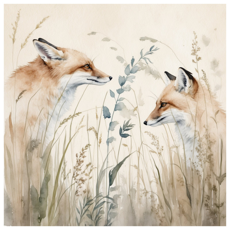Renards dans l'herbe Housses de couette, Grand lit