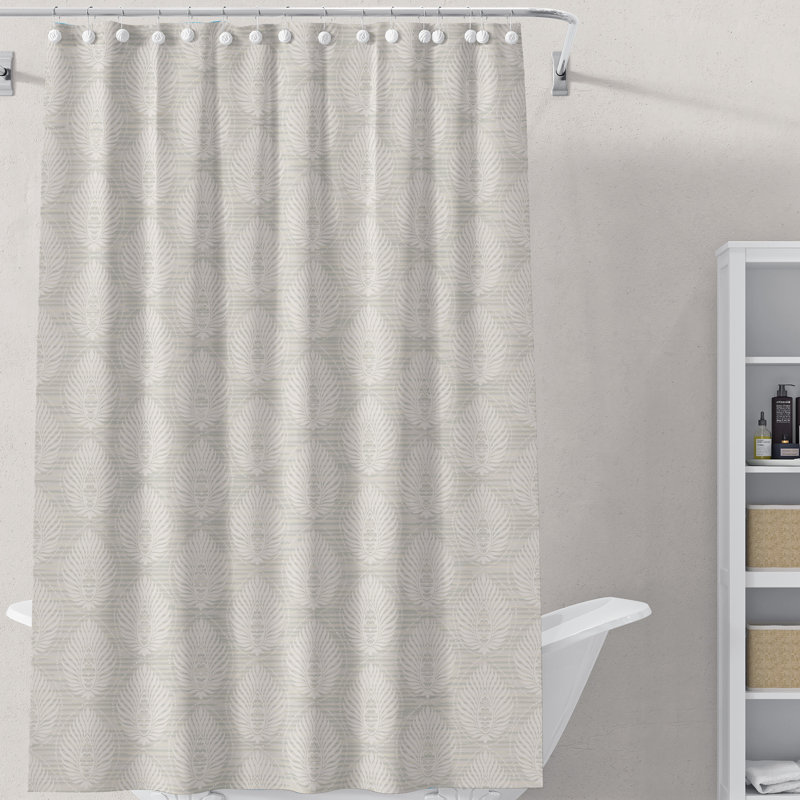  Rideau de douche simple à motif floral Neriman, H 90 po x l 70 po, Taupe ivoire