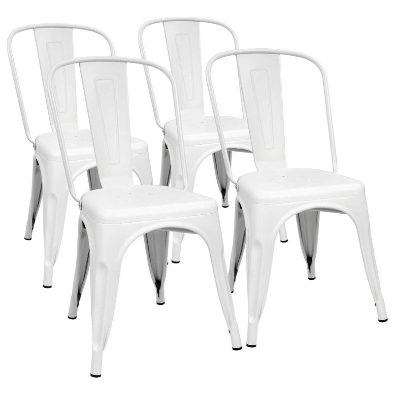 Lilian 18.1'' H Metal Stacking Side Chair, White