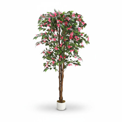 Realistic Faux Bougainvillea Tree - Artificial Silk Flower Topiary in Pot - Maintenance-Free Potted Plant, Single Tree, 180cm