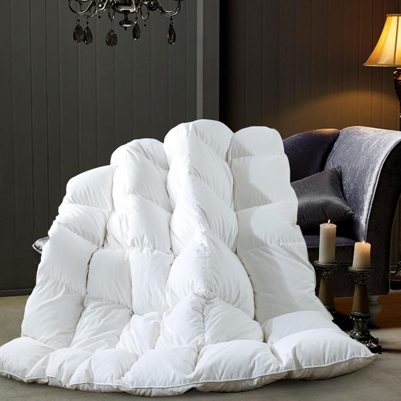 Grand édredon en plumes rembourré de plumes et de duvet toutes saisons, édredon de lit moelleux 100% coton
