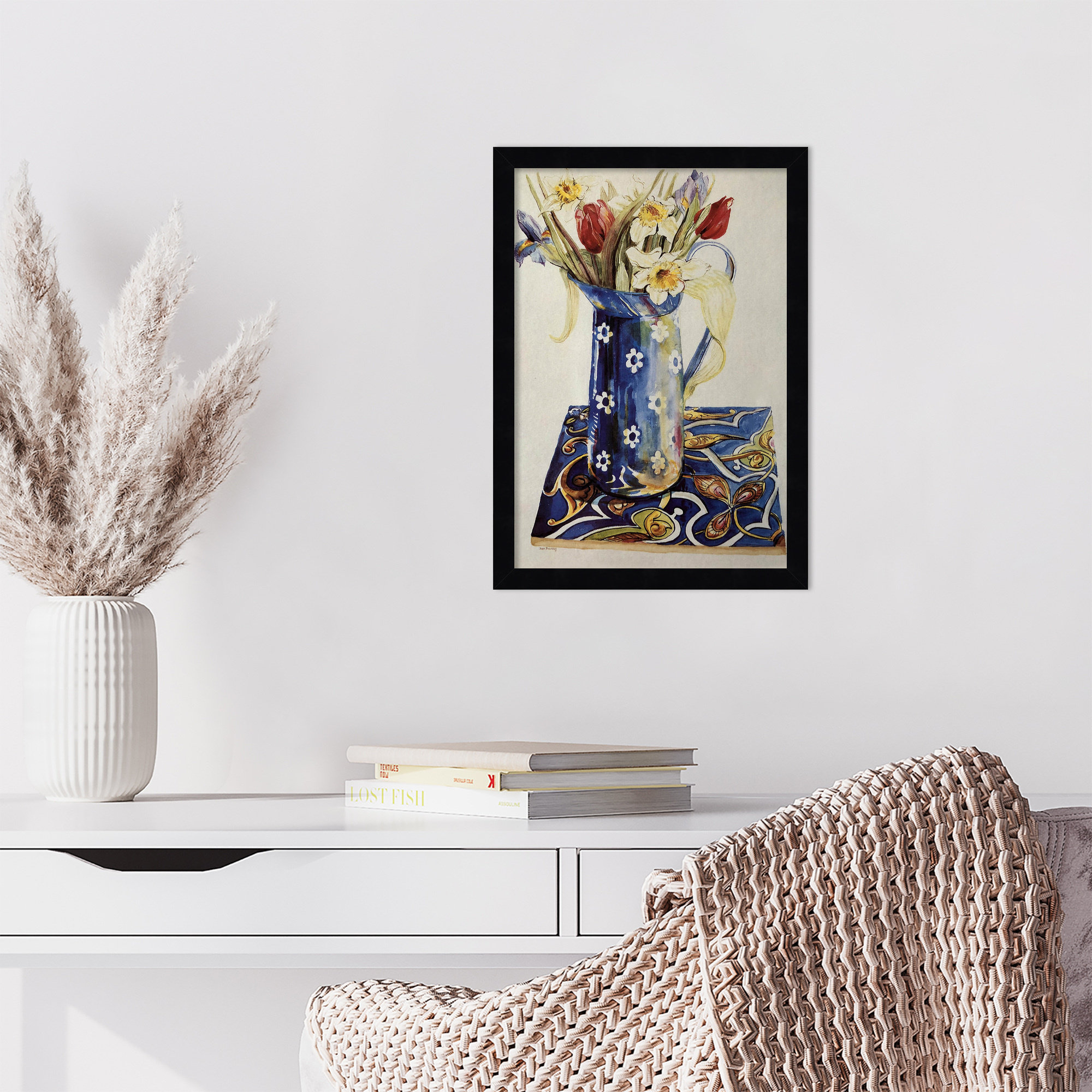 Tulips by Thewsey Joan, 17" H x 12" W x 1" D, Black