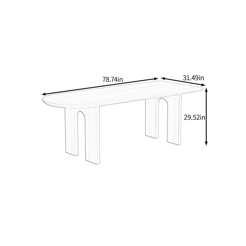 Table de salle à manger en bois massif de qualité, H 29,52 po x L 78,74 po x l 31,49 po