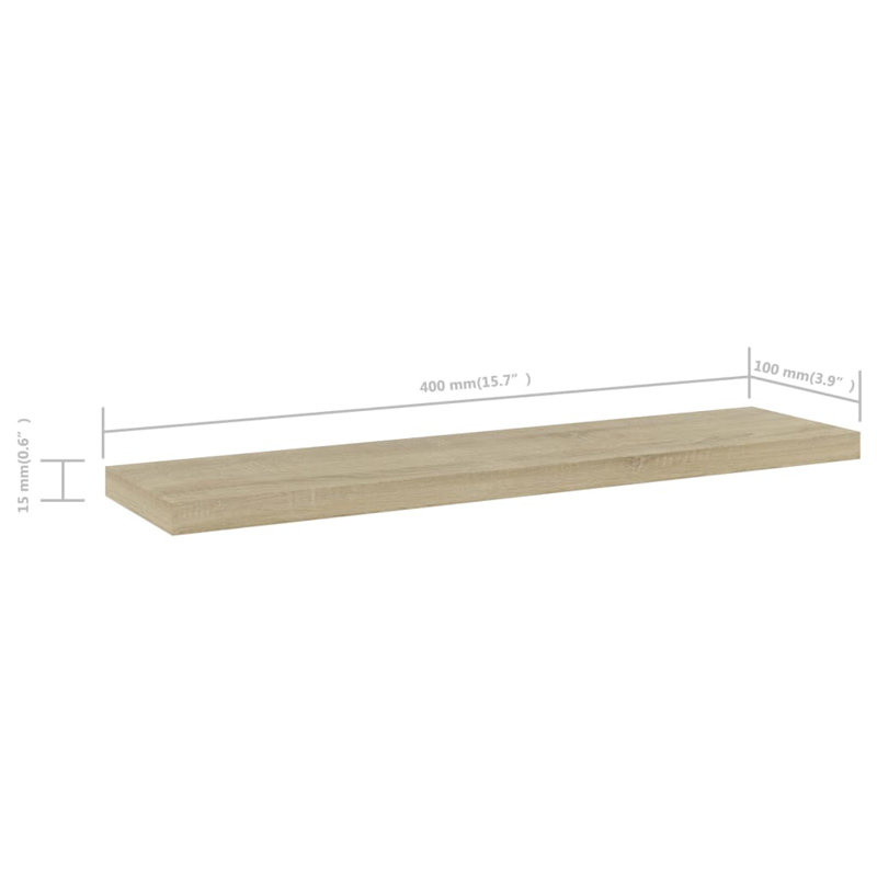 Tablettes pour bibliothèque 8 pièces en bois d'ingénierie, Chêne de Sonoma, (8 tablettes) H 0,59 po x l 15,75 po x P 3,94 po