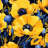 Blue Botanical – Yellow & Blue – Polyester Shower Curtain, Dye Sublimation Print, 71" W × 74" L-1830924564