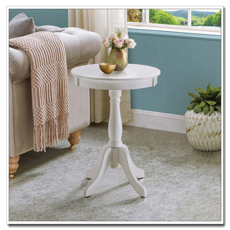 Table d'appoint blanche avec piédestal tourné