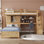 Lit mezzanine simple avec bureau intégré Escalier - Pin massif & amp; Panneau de fibres à densité moyenne, sans sommier, H 67,5 po