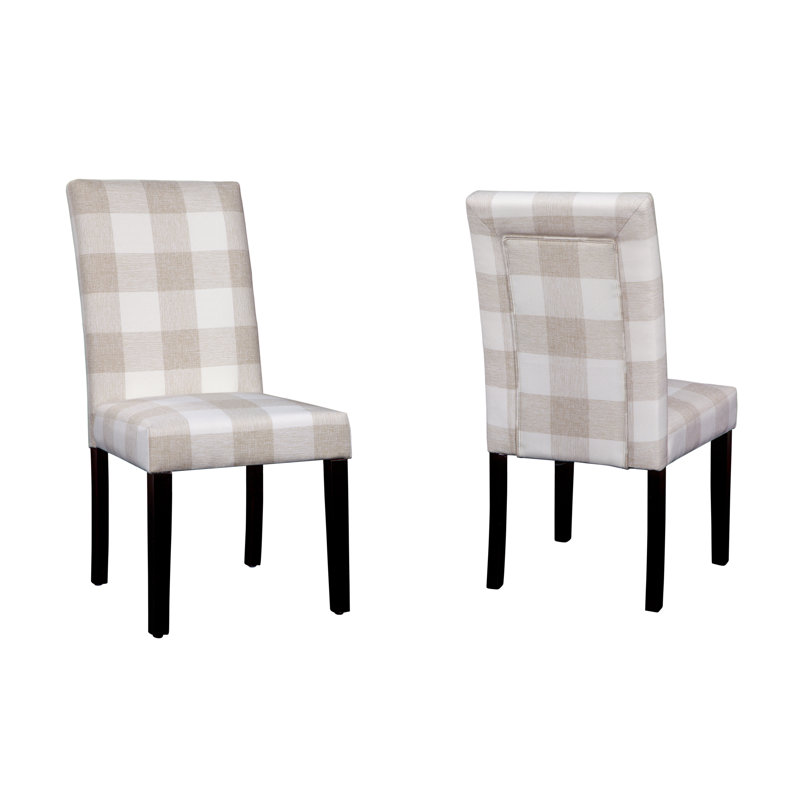 Desmarais Montgomery Upholstered Parsons Dining Chair, Linen/Cream Check