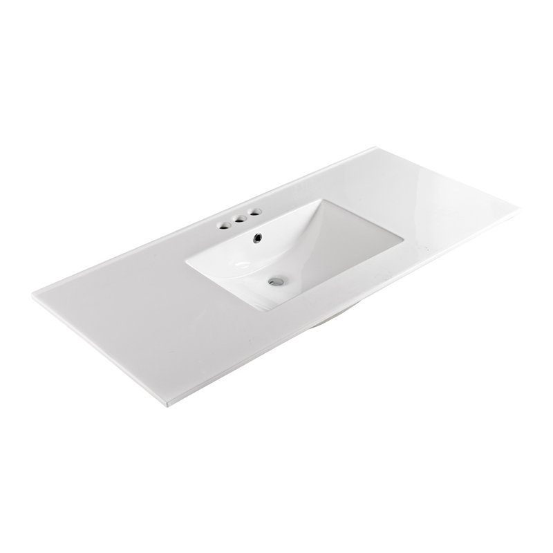 Plateau de meuble-lavabo simple en céramique avec lavabo 49 po, Centres de 8 po