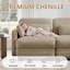 Canapé d'angle moderne à compression, canapé 2 places en chenille camel avec poufs - Maison