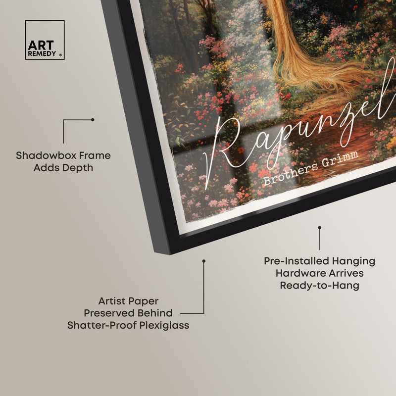 «Raiponce Classic Shadowbox Print» par Art Remedy, Noir, H 16 po x l 11 po
